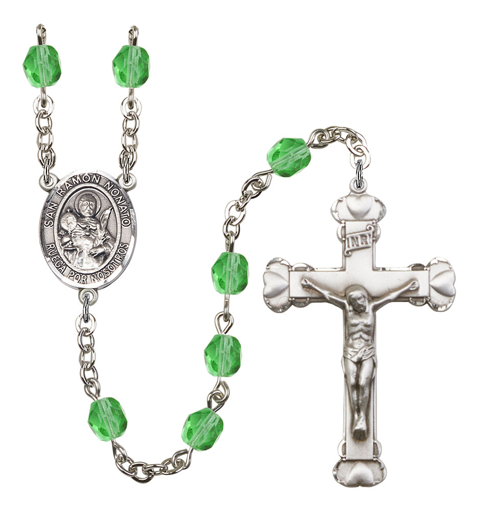 San Raymon Nonato Engravable Rosary with Peridot Beads