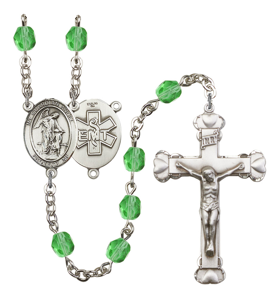 Guardian Angel and EMT Rosary with Peridot Beads