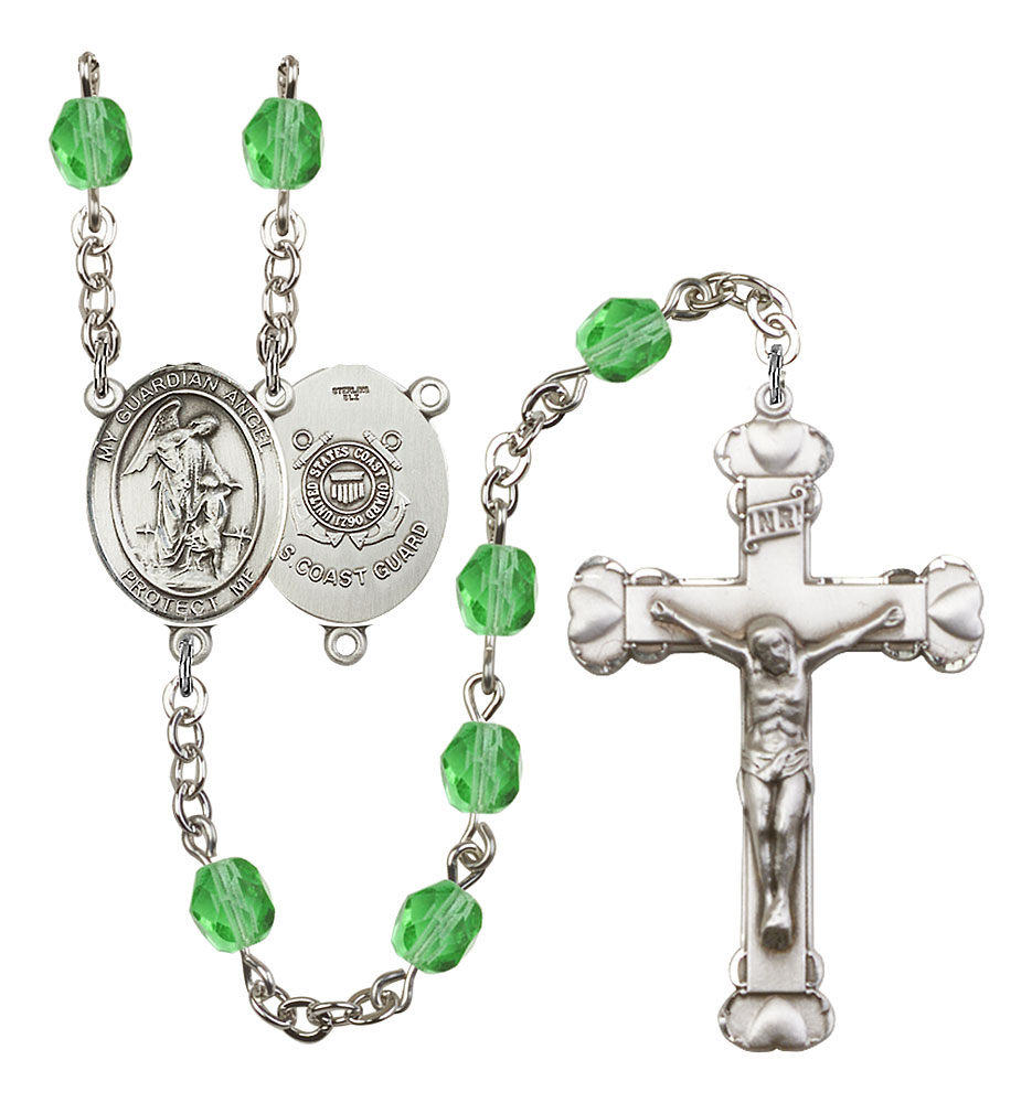 Guardian Angel and Coast Guard Rosary with Peridot Beads