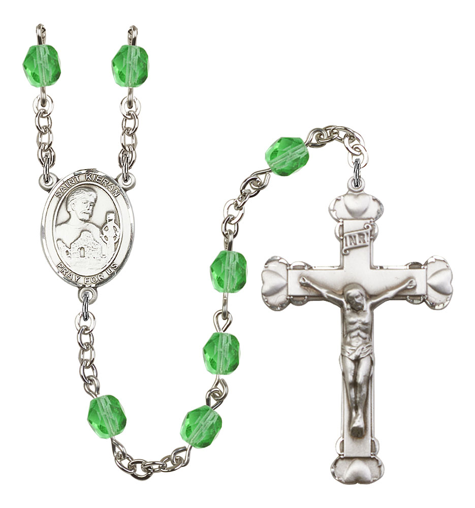 Saint Kieran Engravable Rosary with Peridot Beads