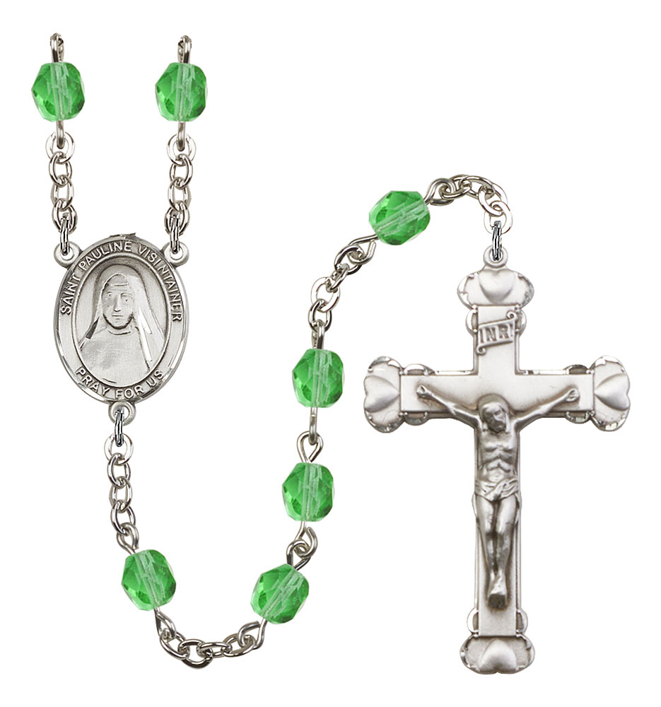 Saint Pauline Visintainer Engravable Rosary with Peridot Beads
