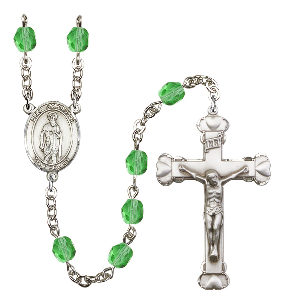Saint Nathanael Engravable Rosary with Peridot Beads