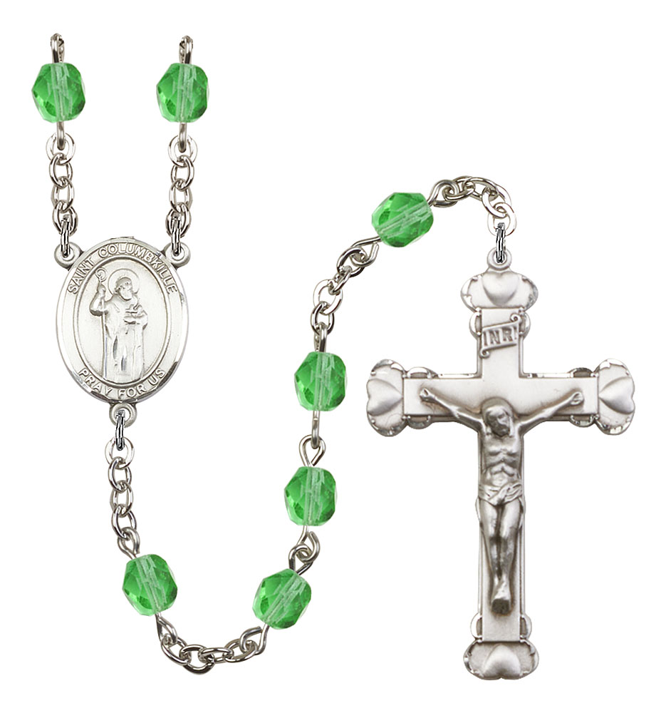 Saint Columbkille Engravable Rosary with Peridot Beads