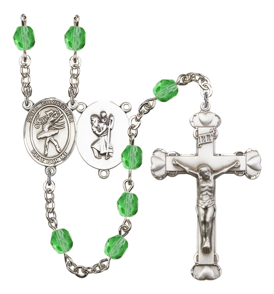 Saint Christopher and Dance Rosary with Peridot Beads