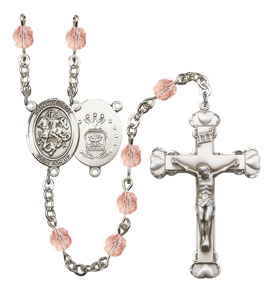 Saint George and Air Force Rosary with Pink Beads