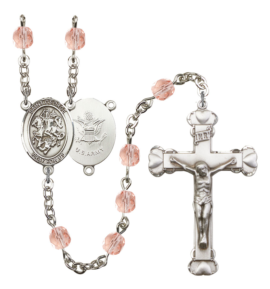 Saint George and Army Rosary with Pink Beads