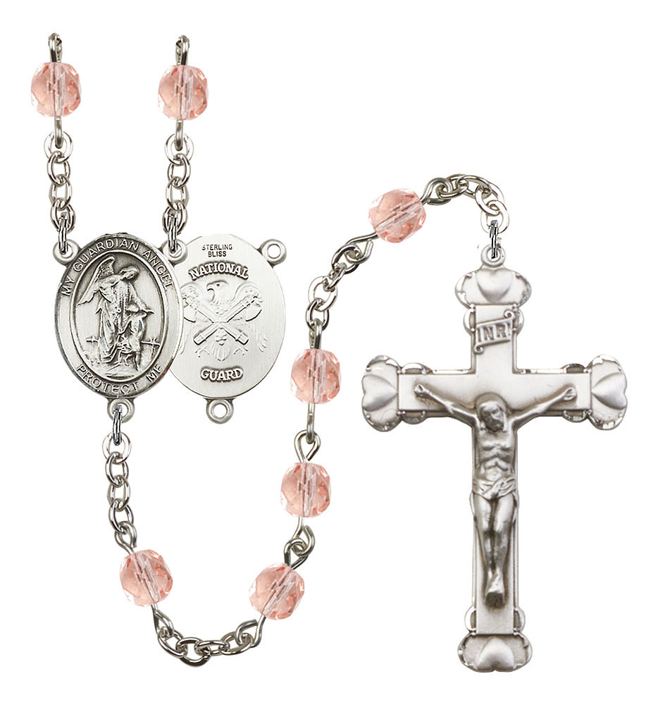 Guardian Angel and Nat'l Guard Rosary with Pink Beads