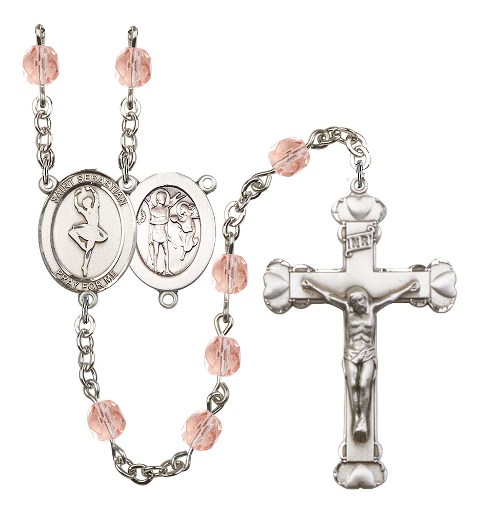 Saint Sebastian and Dance Rosary with Pink Beads