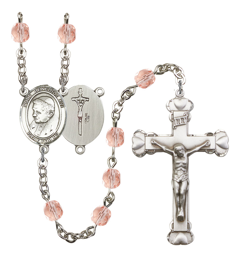 Pope Emeritace Benedict XVI Rosary with Pink Beads