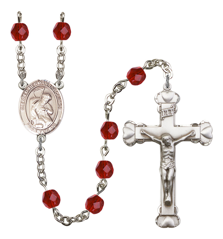 Blessed Herman the Cripple Engravable Rosary with Ruby Beads
