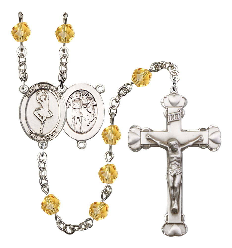 Saint Sebastian and Dance Rosary with Topaz Beads