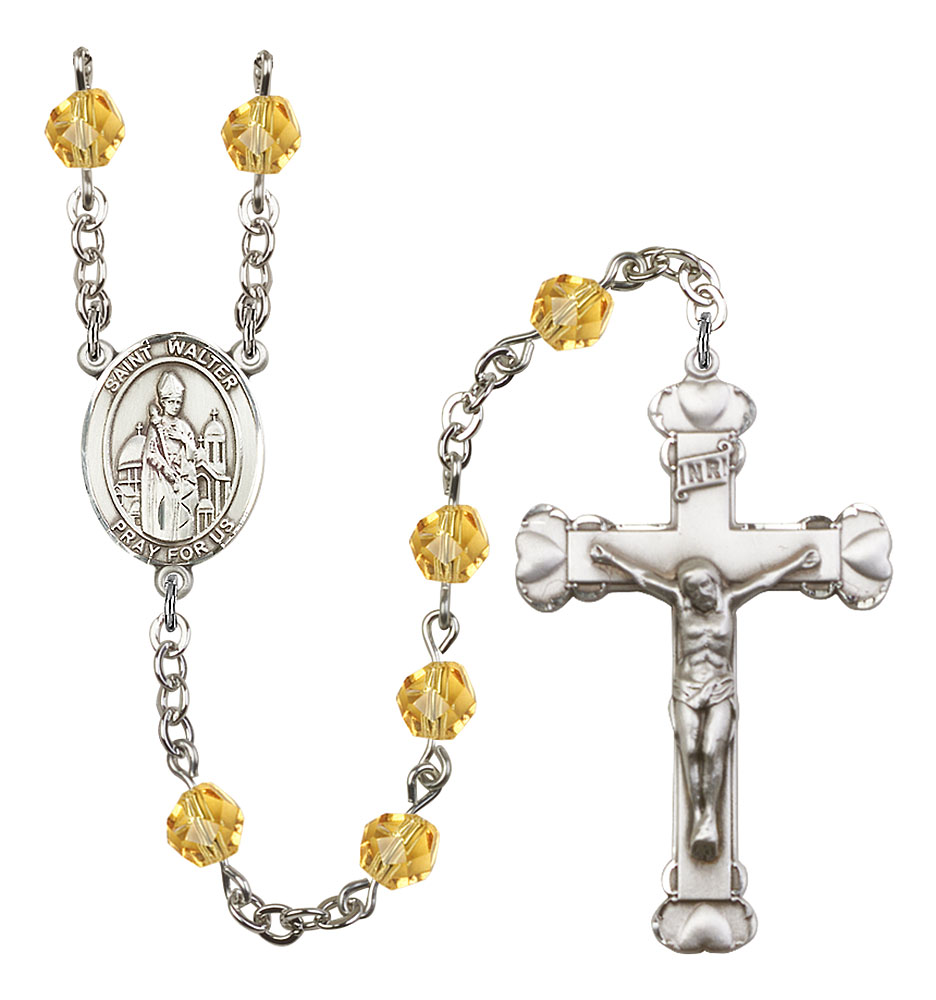Saint Walter of Pontoise Engravable Rosary with Topaz Beads