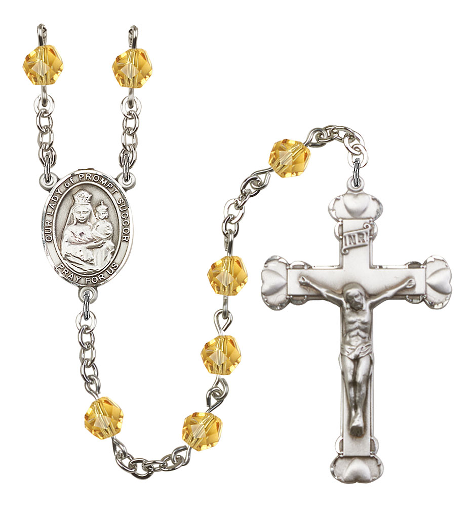 Our Lady of Prompt Succor Engravable Rosary with Topaz Beads