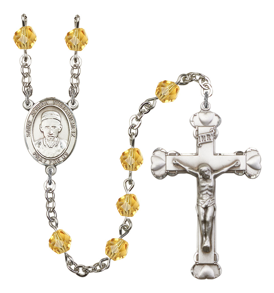 Saint Joseph Freinademetz Engravable Rosary with Topaz Beads