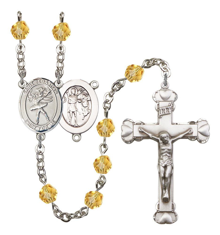 Saint Sebastian and Dance Rosary with Topaz Beads