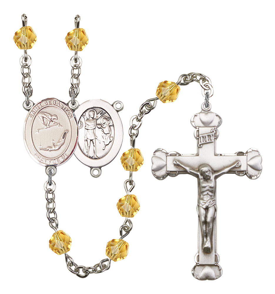 Saint Sebastian and Gymnastics Rosary with Topaz Beads