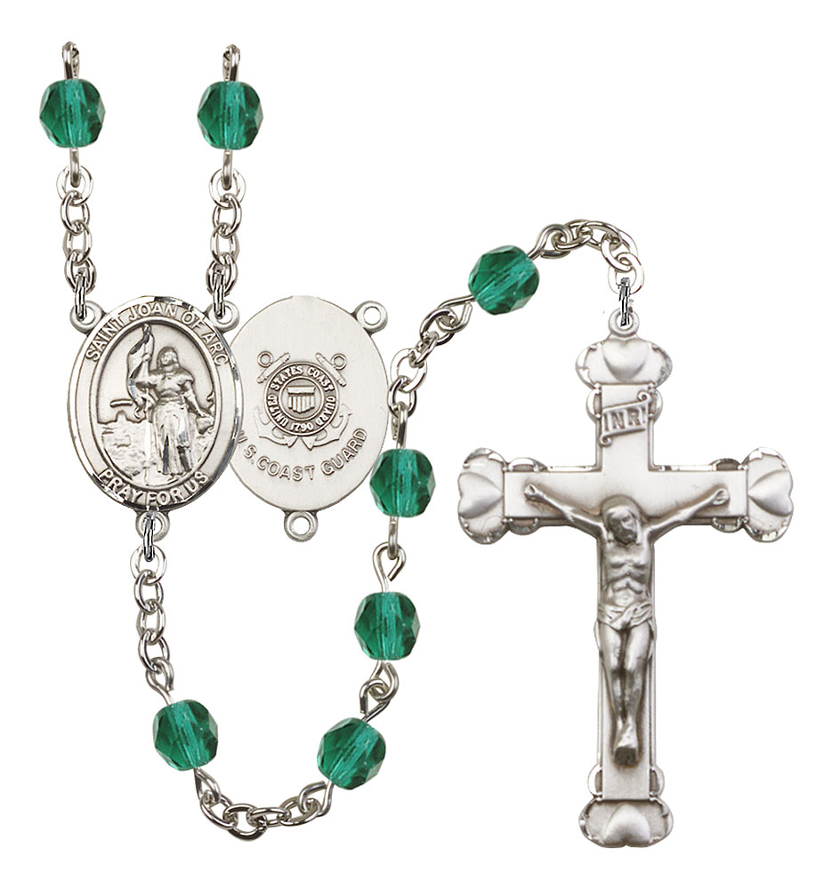 Saint Joan of Arc and Coast Guard Rosary with Zircon Beads