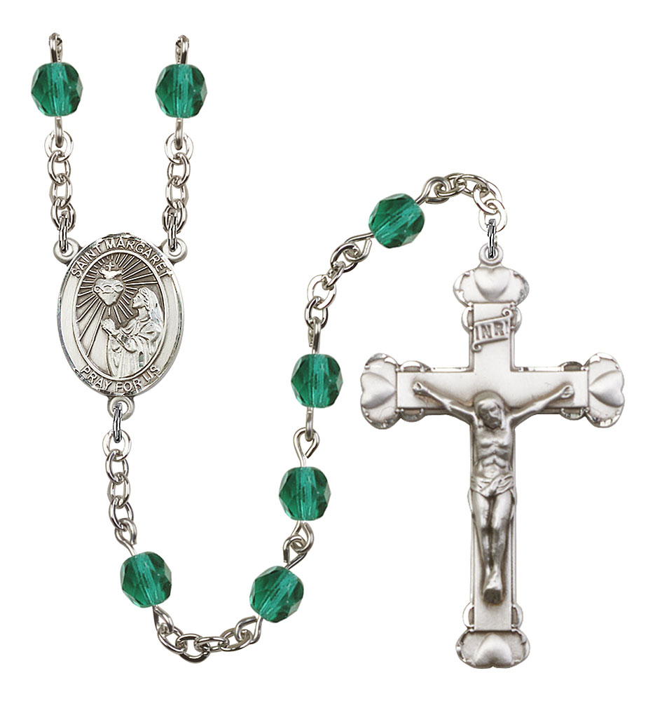 Saint Margaret Mary Alacoque Engravable Rosary with Zircon Beads