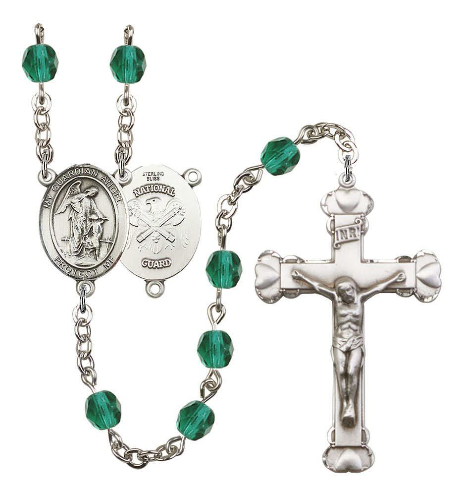 Guardian Angel and Nat'l Guard Rosary with Zircon Beads