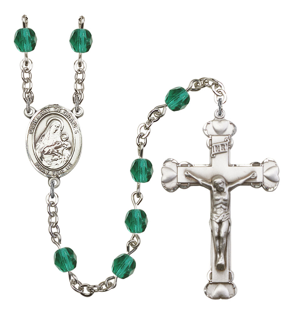 Our Lady of Grapes Engravable Rosary with Zircon Beads