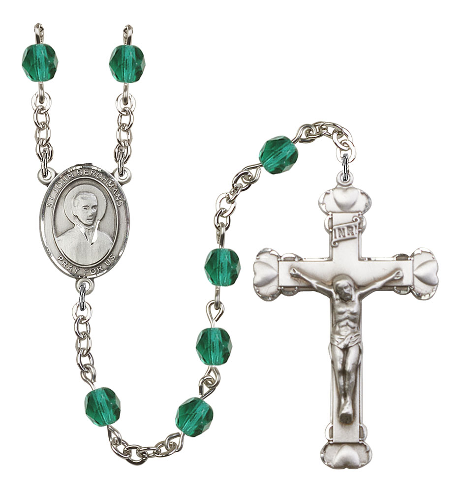 Saint John Berchmans Engravable Rosary with Zircon Beads
