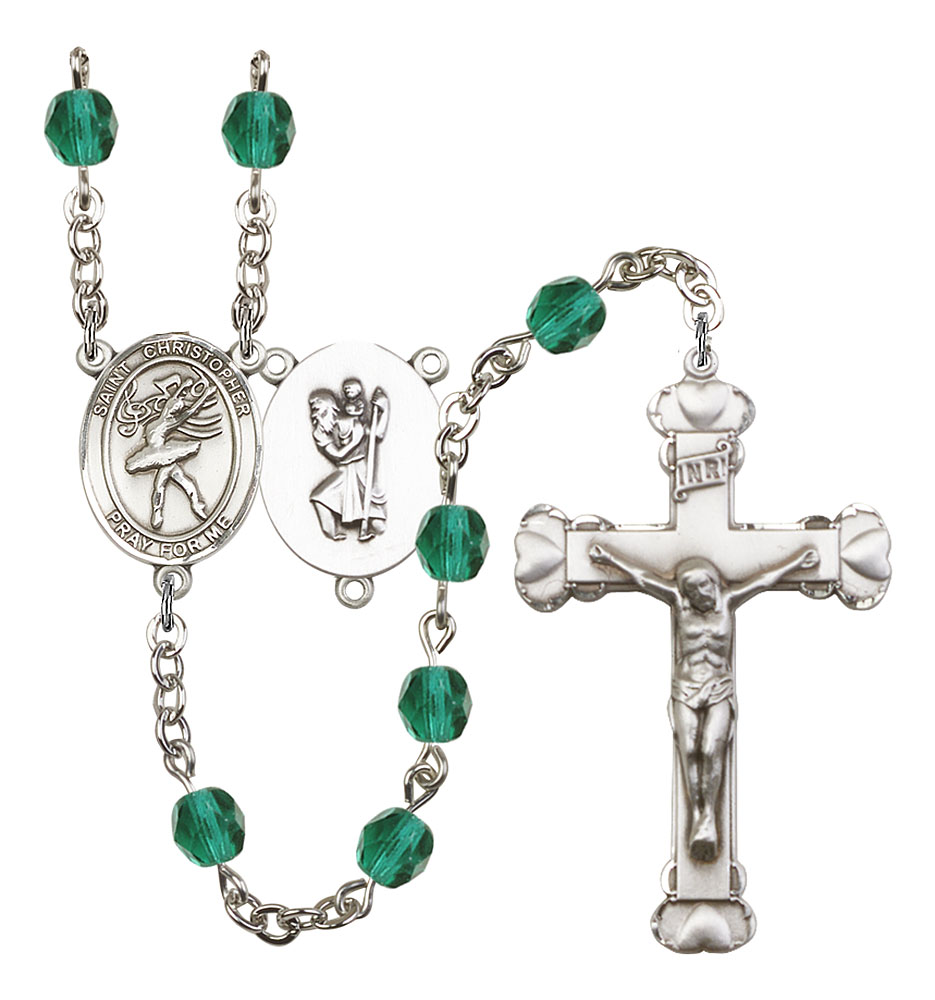 Saint Christopher and Dance Rosary with Zircon Beads