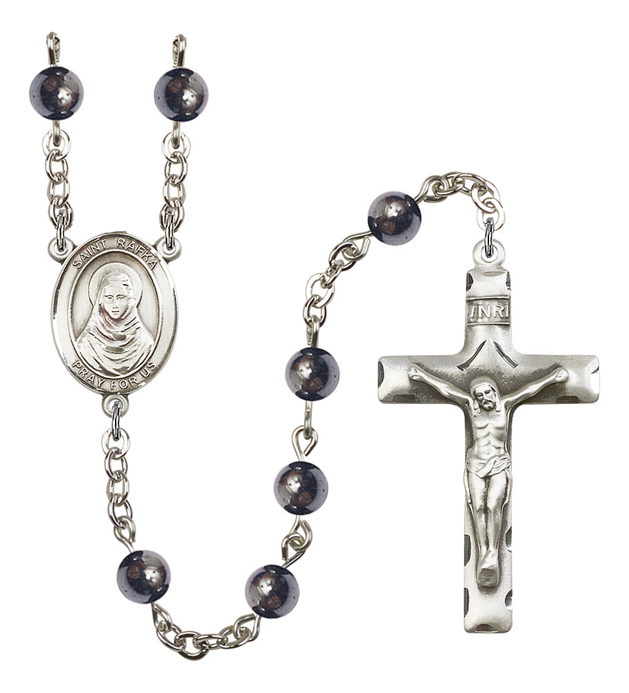 Saint Rafka Engravable Rosary with 6mm Hematite Beads