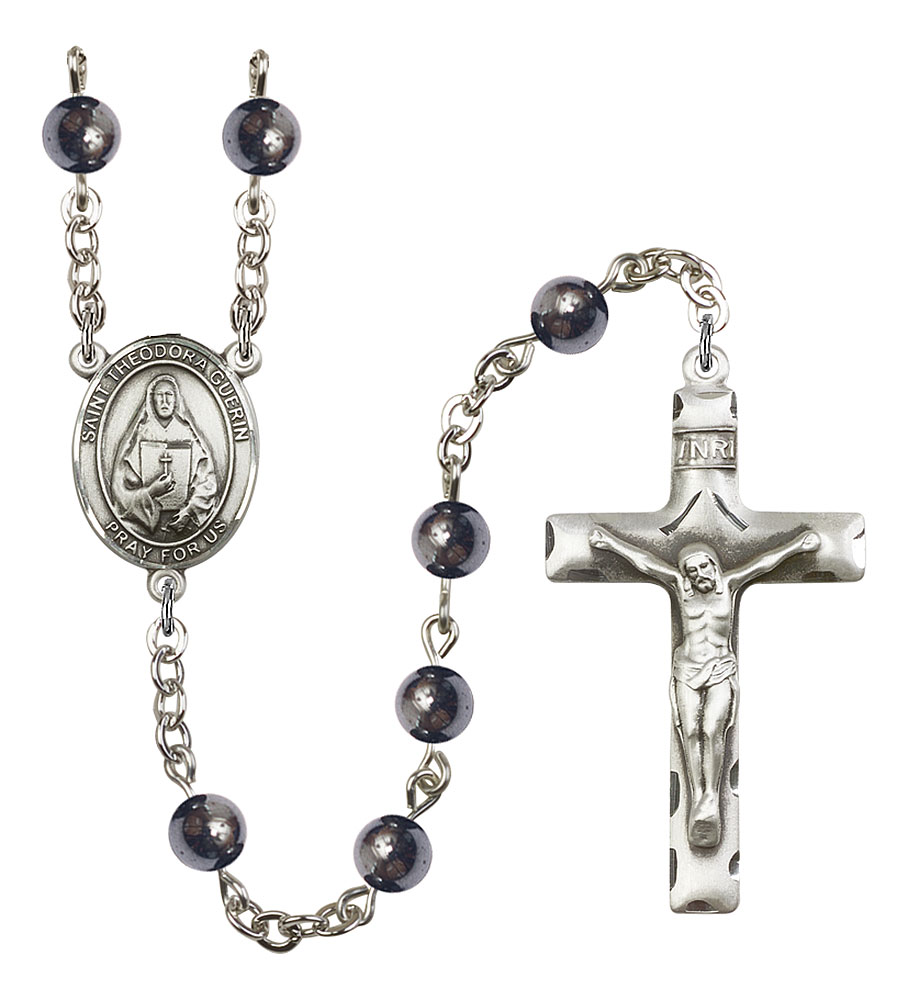 Saint Theodora Engravable Rosary with 6mm Hematite Beads