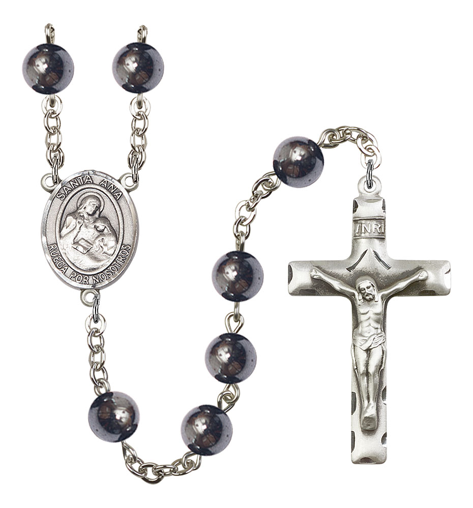 Santa Ana Engravable Rosary with Hematite Beads