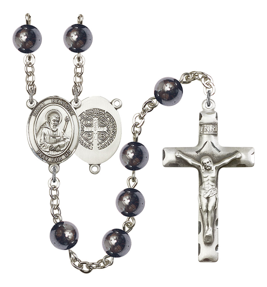 Saint Benedict Rosary with Hematite Beads