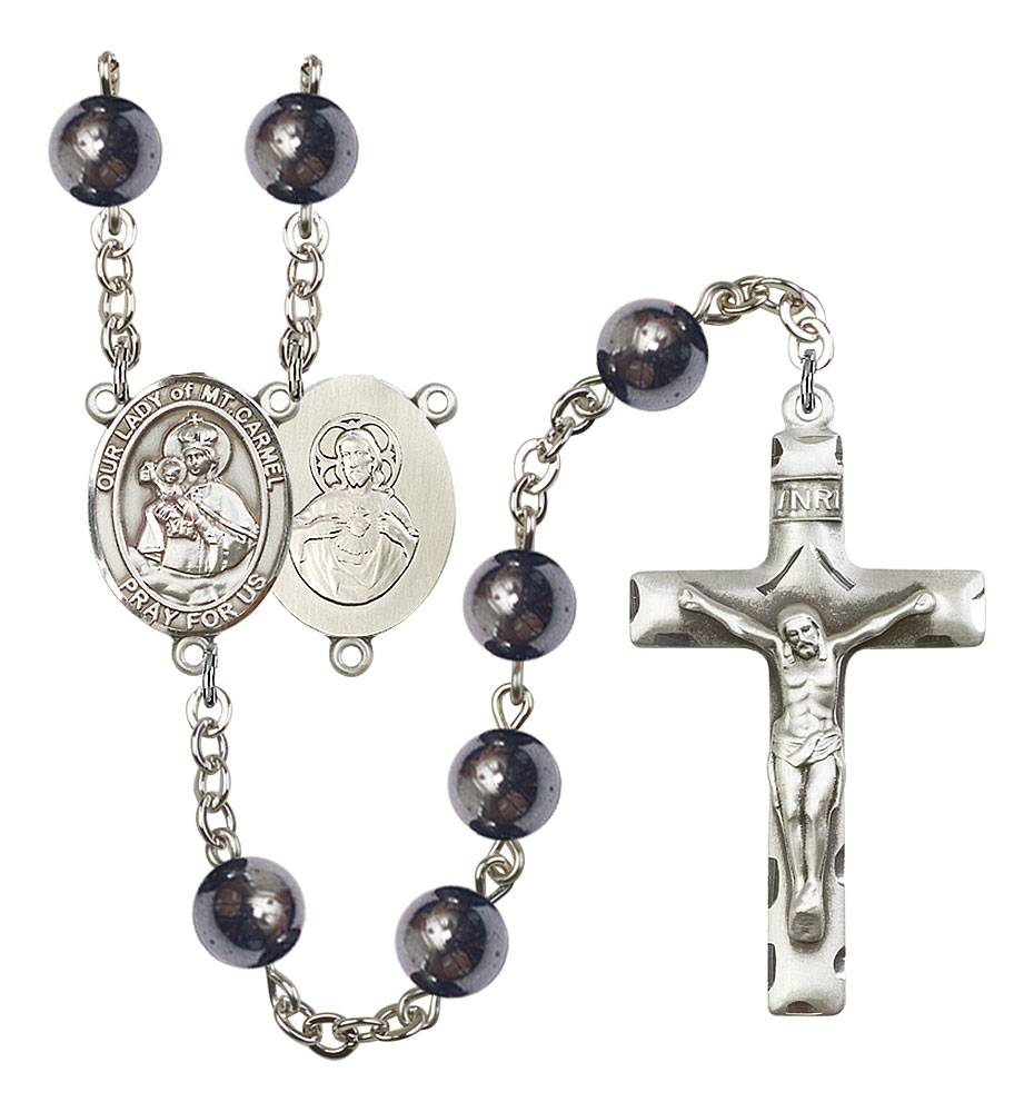 Our Lady of Mount Carmel Rosary with Hematite Beads