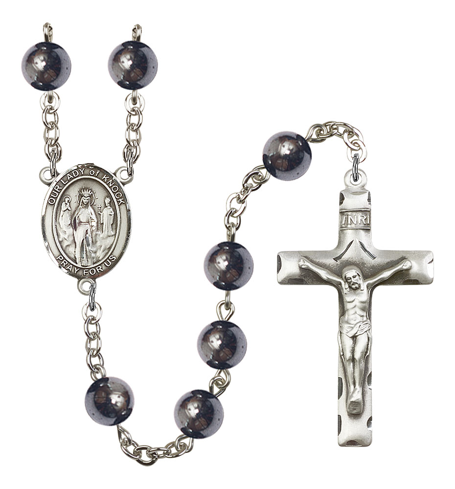 Our Lady of Knock Engravable Rosary with Hematite Beads