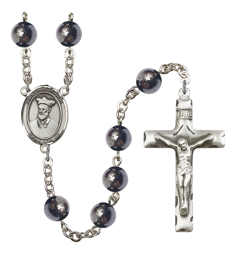 Saint Philip Neri Rosary with Hematite Beads