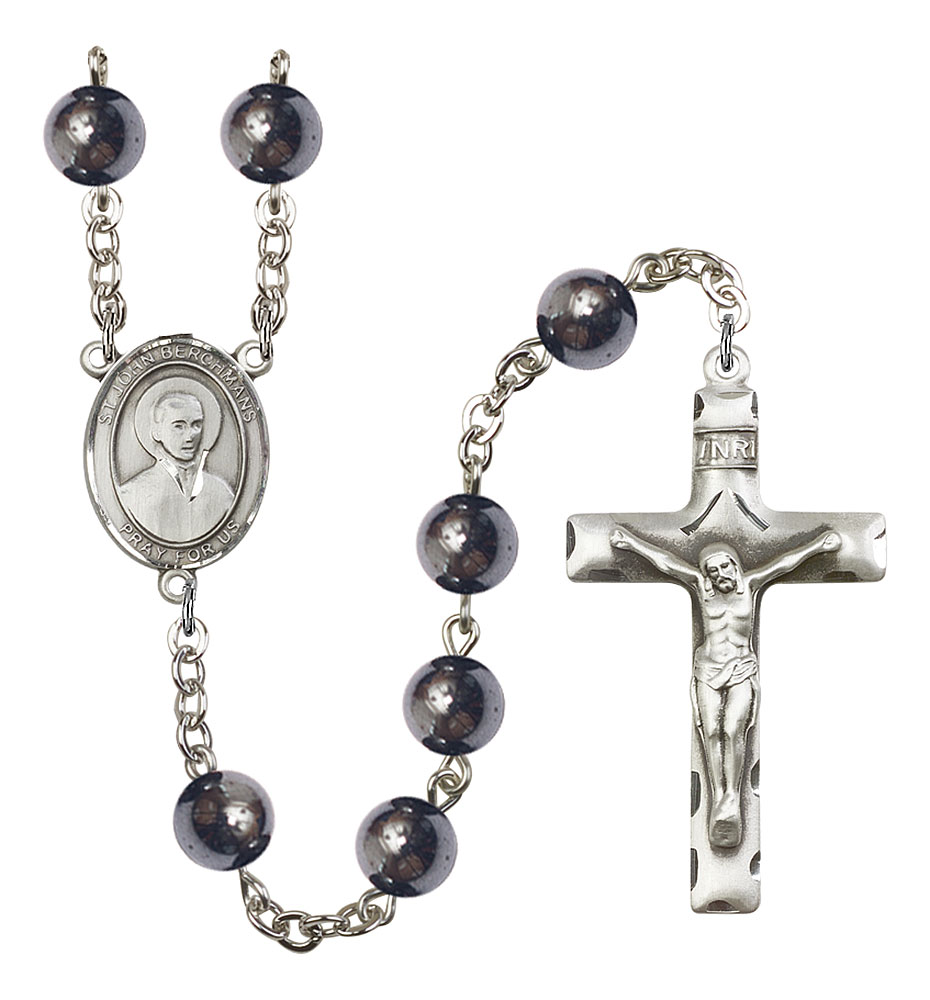 Saint John Berchmans Engravable Rosary with Hematite Beads