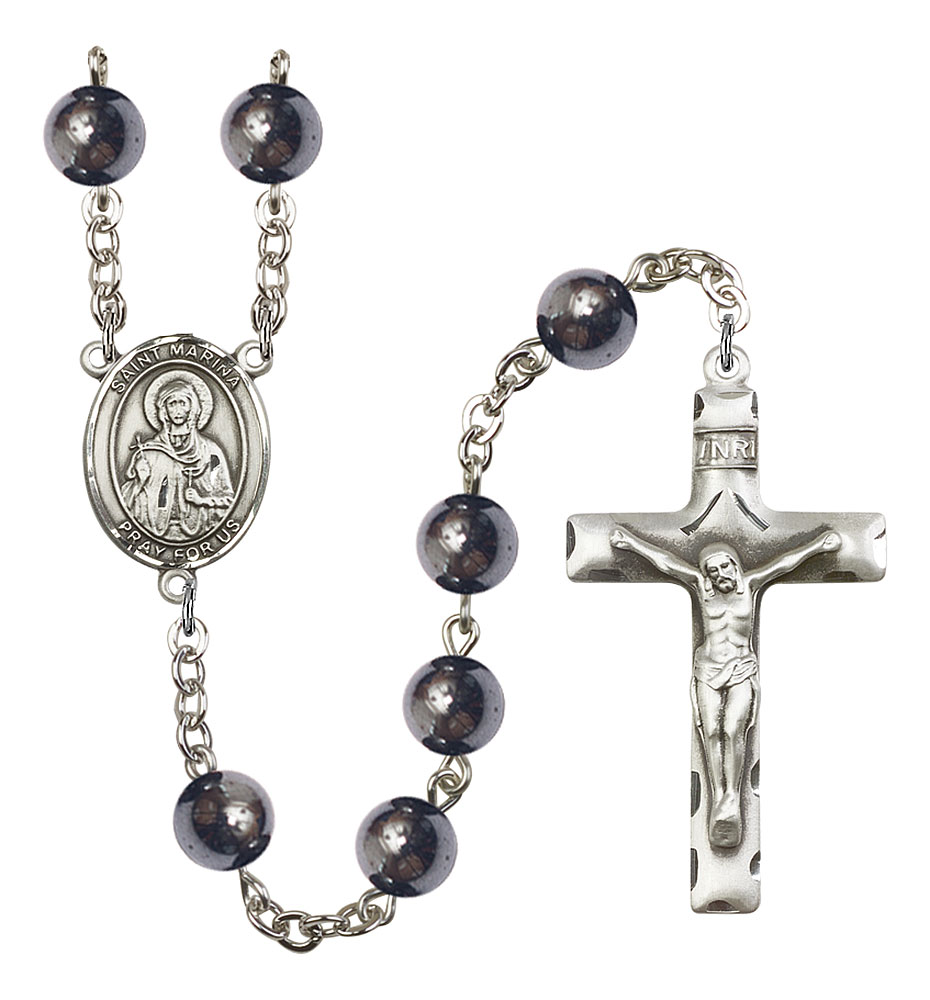 Saint Marina Engravable Rosary with Hematite Beads