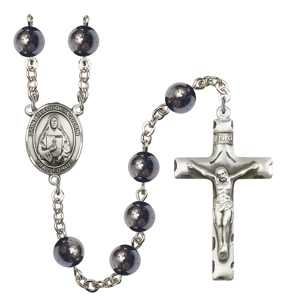 Saint Theodora Engravable Rosary with Hematite Beads