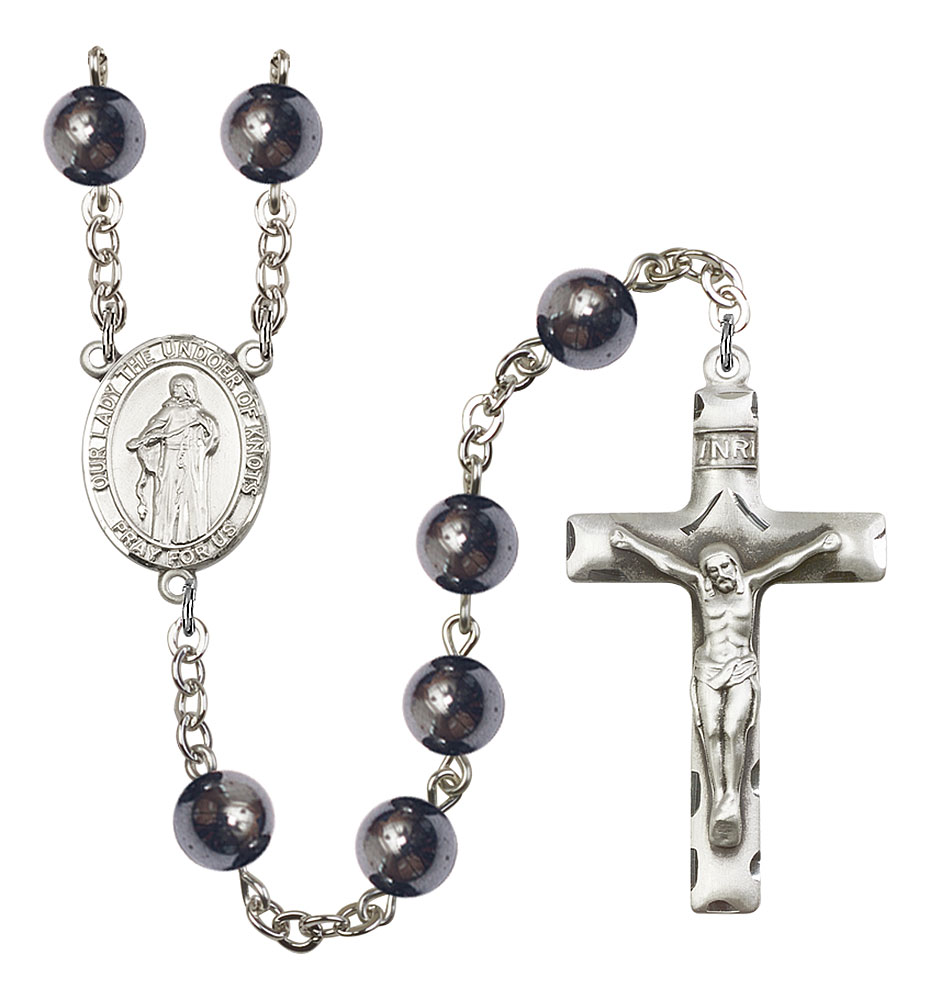 Our Lady the Undoer of Knots Engravable Rosary with Hematite Beads