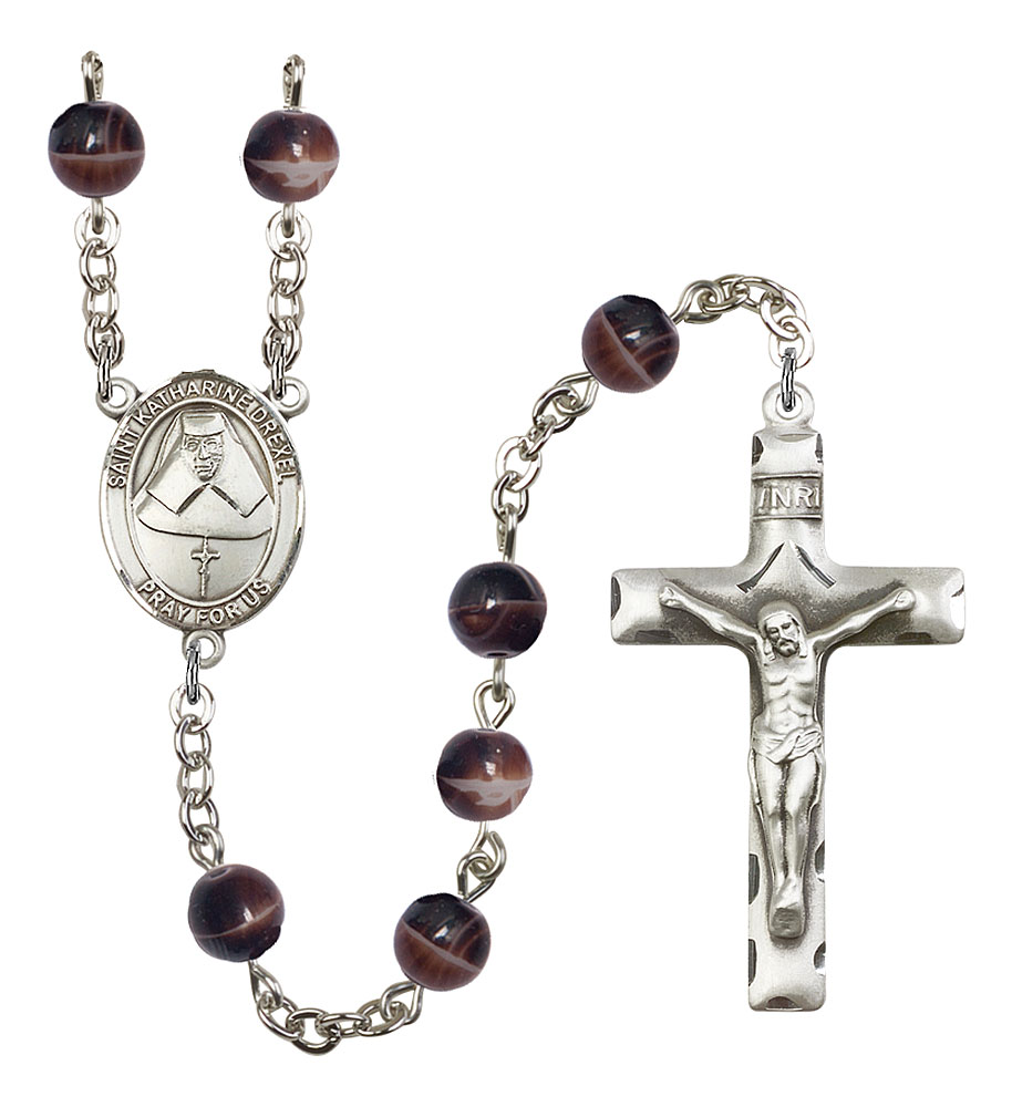 The Crucifix measures 5/8 x 1/4 Christopher/Baseball medal Patron Saint Travelers/Motorists Silver Plate Rosary Bracelet features 6mm Amethyst Fire Polished beads The charm features a St