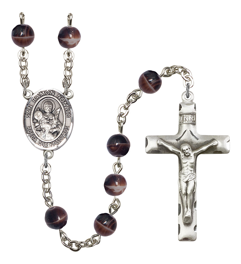 San Raymon Nonato Engravable Rosary with Brown Beads