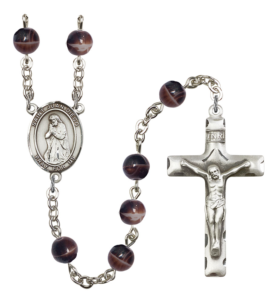 Saint Juan Diego Engravable Rosary with Brown Beads
