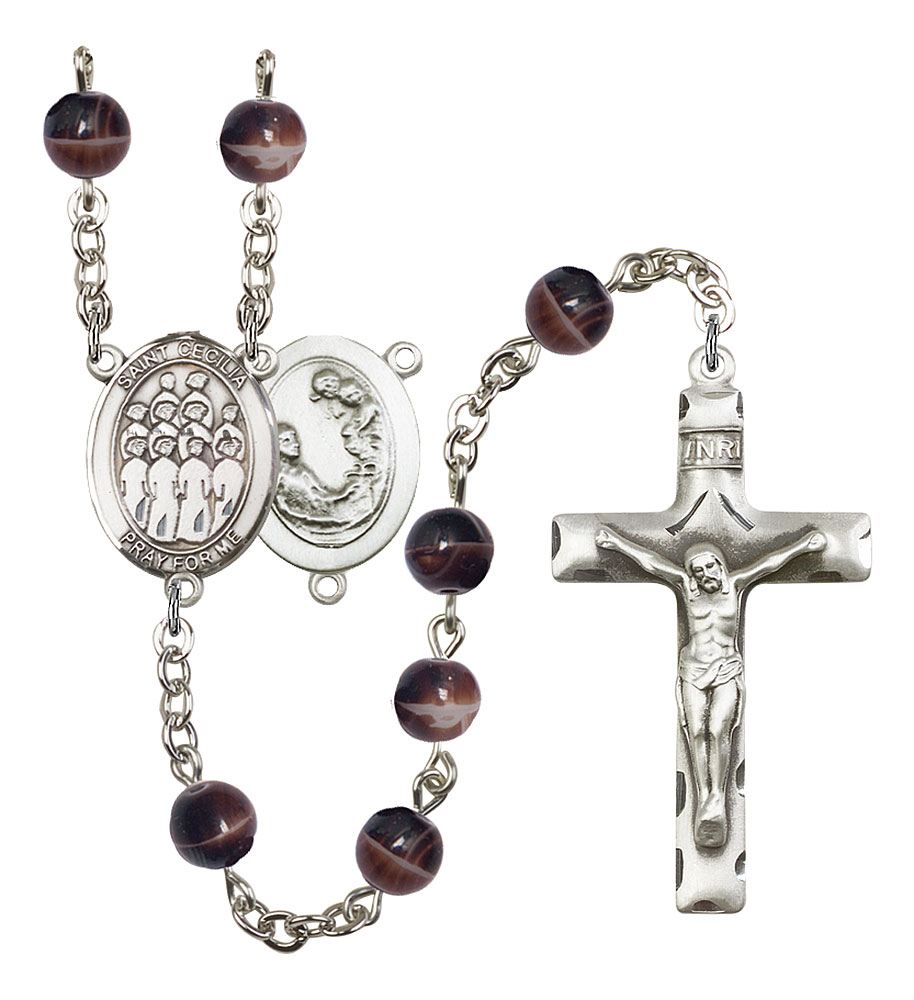 Saint Cecilia and Choir Rosary with Brown Beads