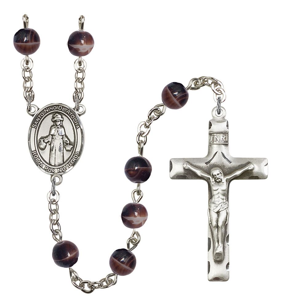 Saint Nino de Atocha Engravable Rosary with Brown Beads