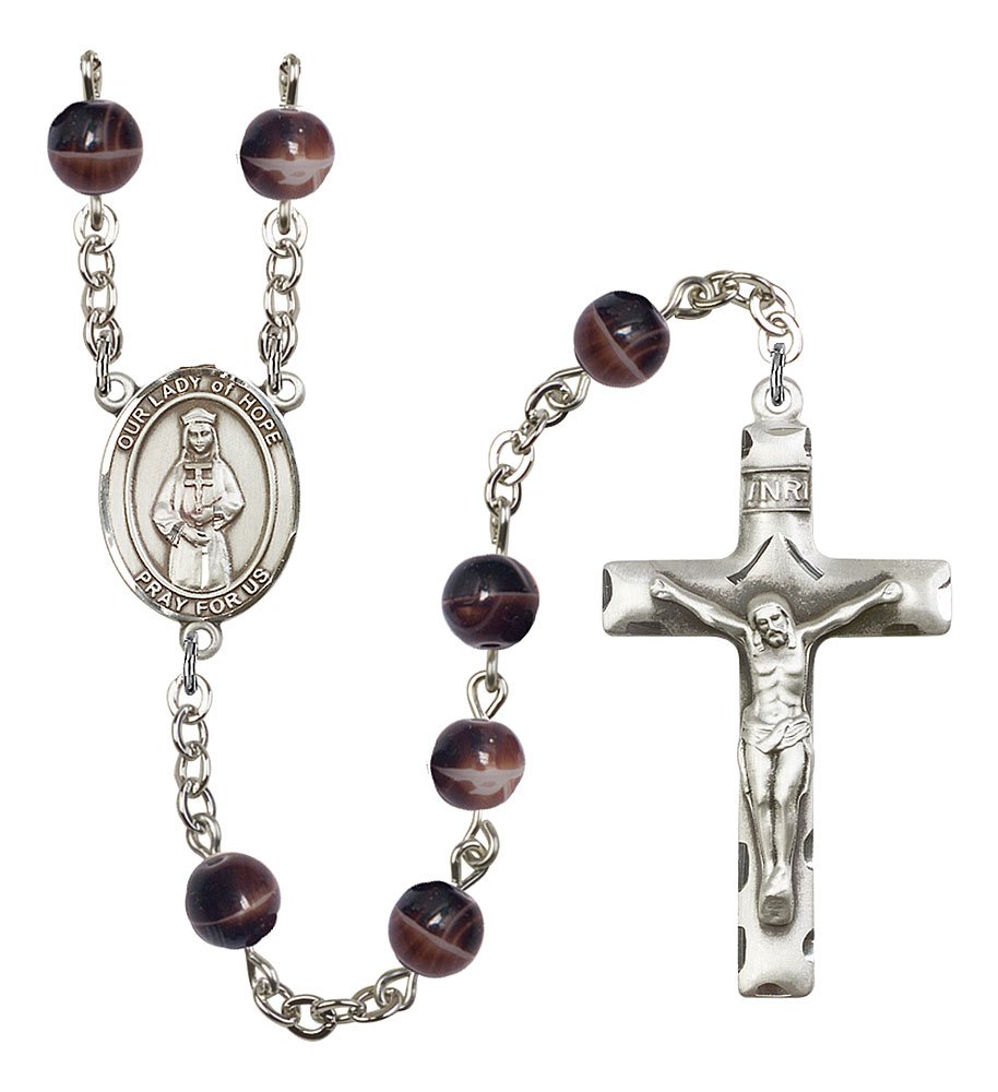 Our Lady of Hope Engravable Rosary with Brown Beads