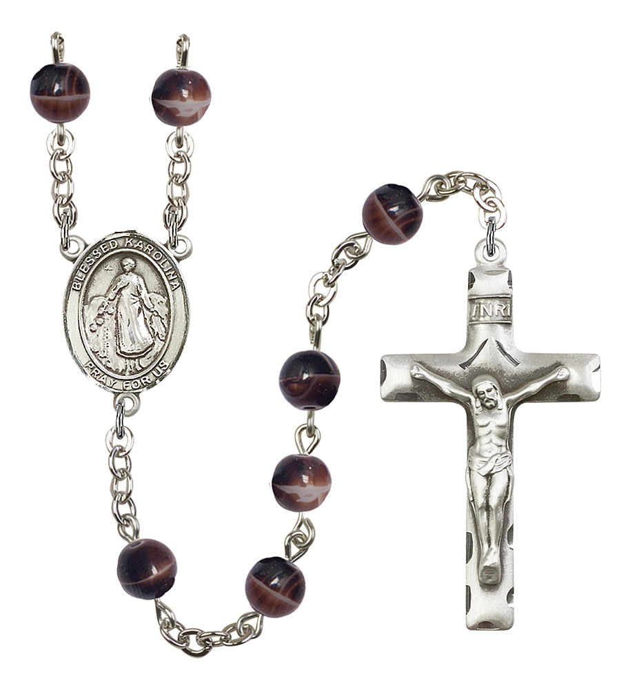 Blessed Karolina Kozkowna Engravable Rosary with Brown Beads
