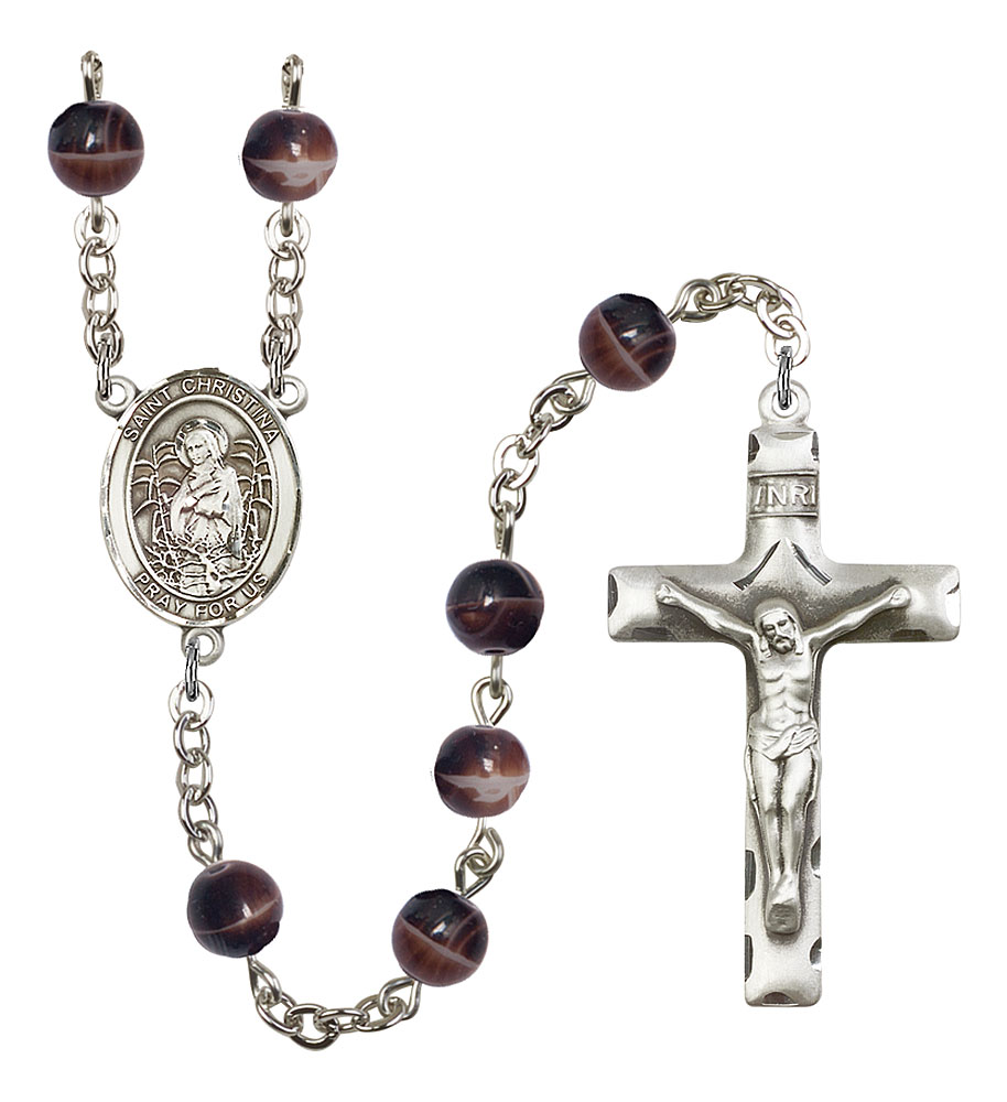 Saint Christina the Astonishing Engravable Rosary with Brown Beads