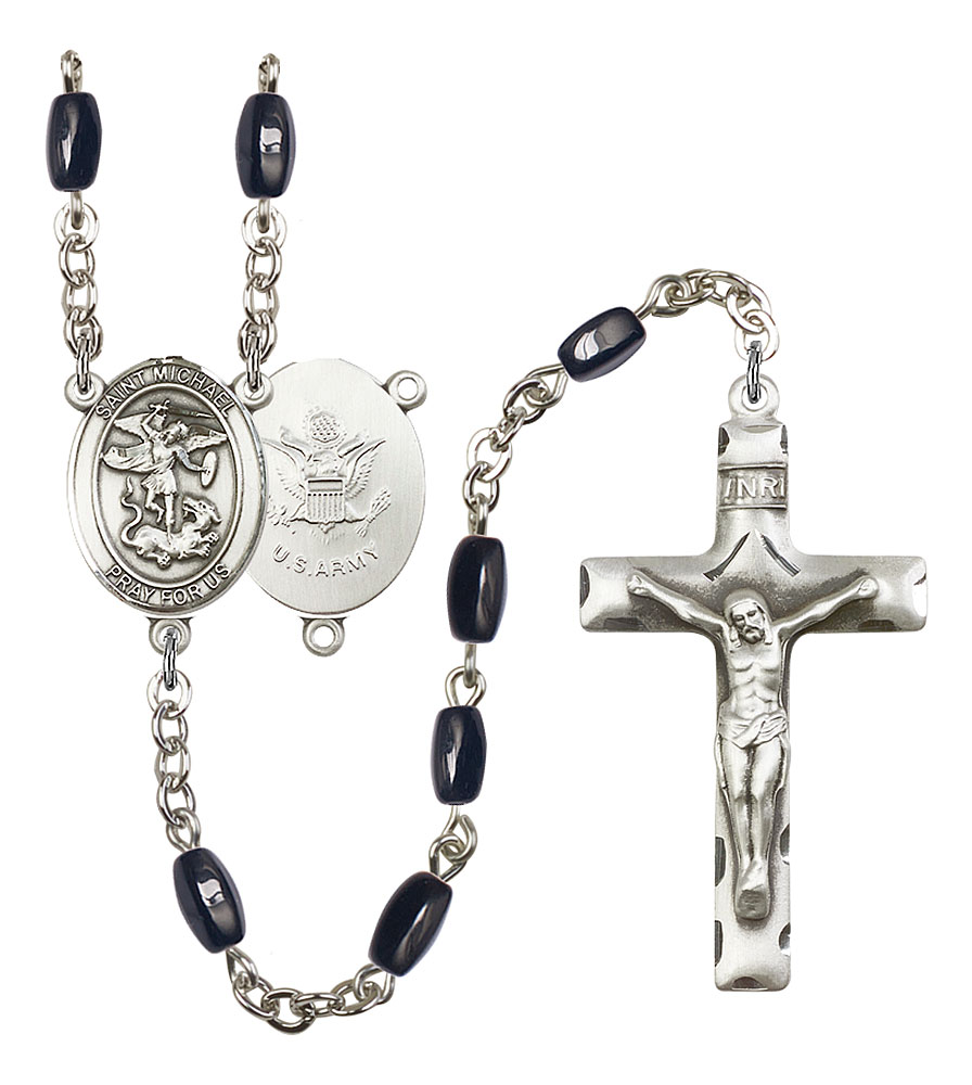 Saint Michael and Army Rosary with Black Onyx Beads