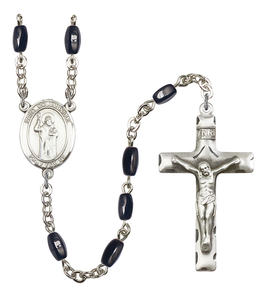 Saint Columbkille Engravable Rosary with Black Onyx Beads