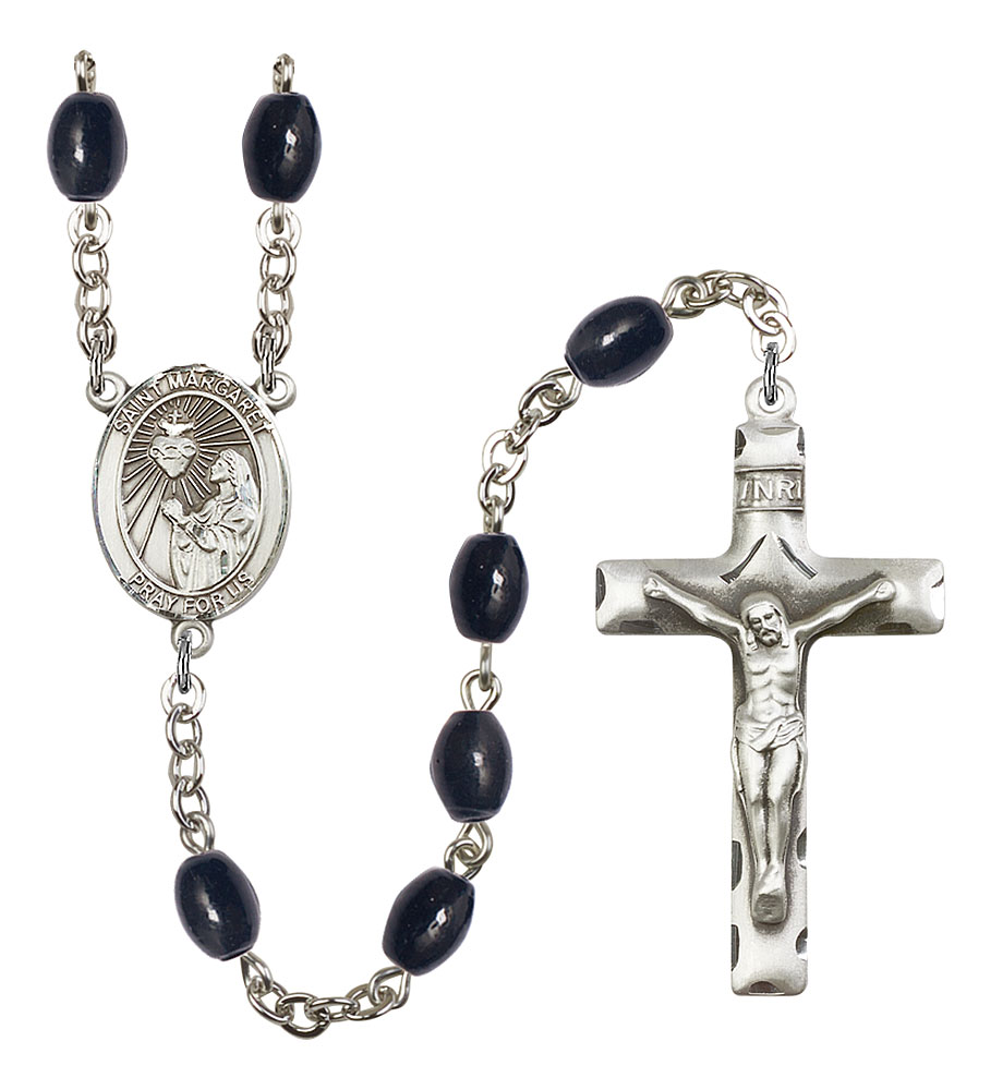 Saint Margaret Mary Alacoque Engravable Rosary with 8X6mm Black Onyx Beads