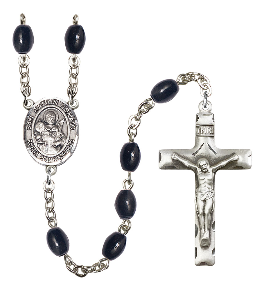 San Raymon Nonato Engravable Rosary with 8X6mm Black Onyx Beads