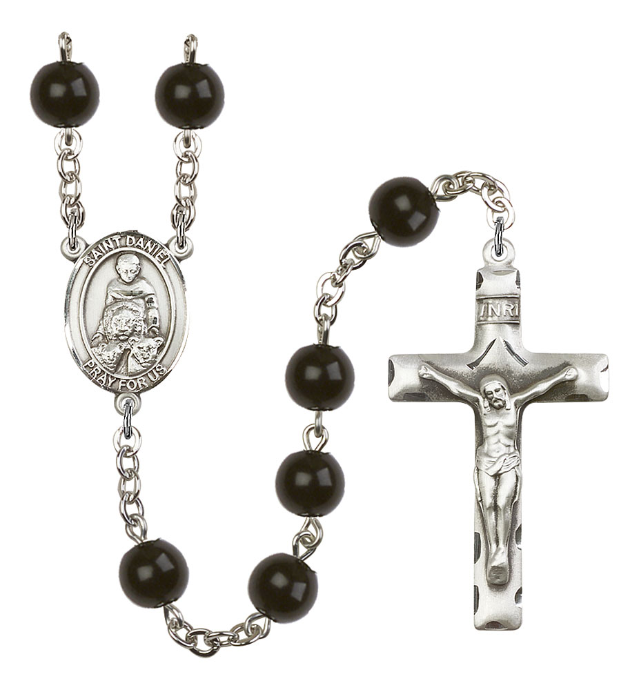 Saint Daniel Engravable Rosary with Black Onyx Beads